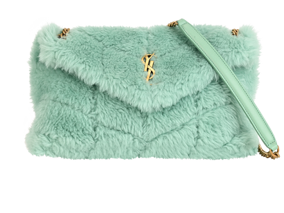 Small LouLou Puffer Shearling, &pound;795, Handbags, Green, Leather/Shearling, Front view